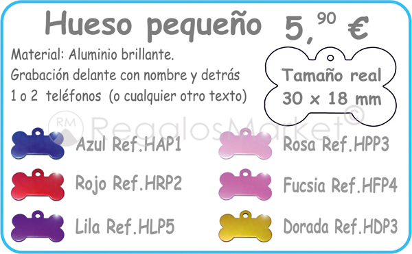 Chapa de identificación para perros hueso pequeño